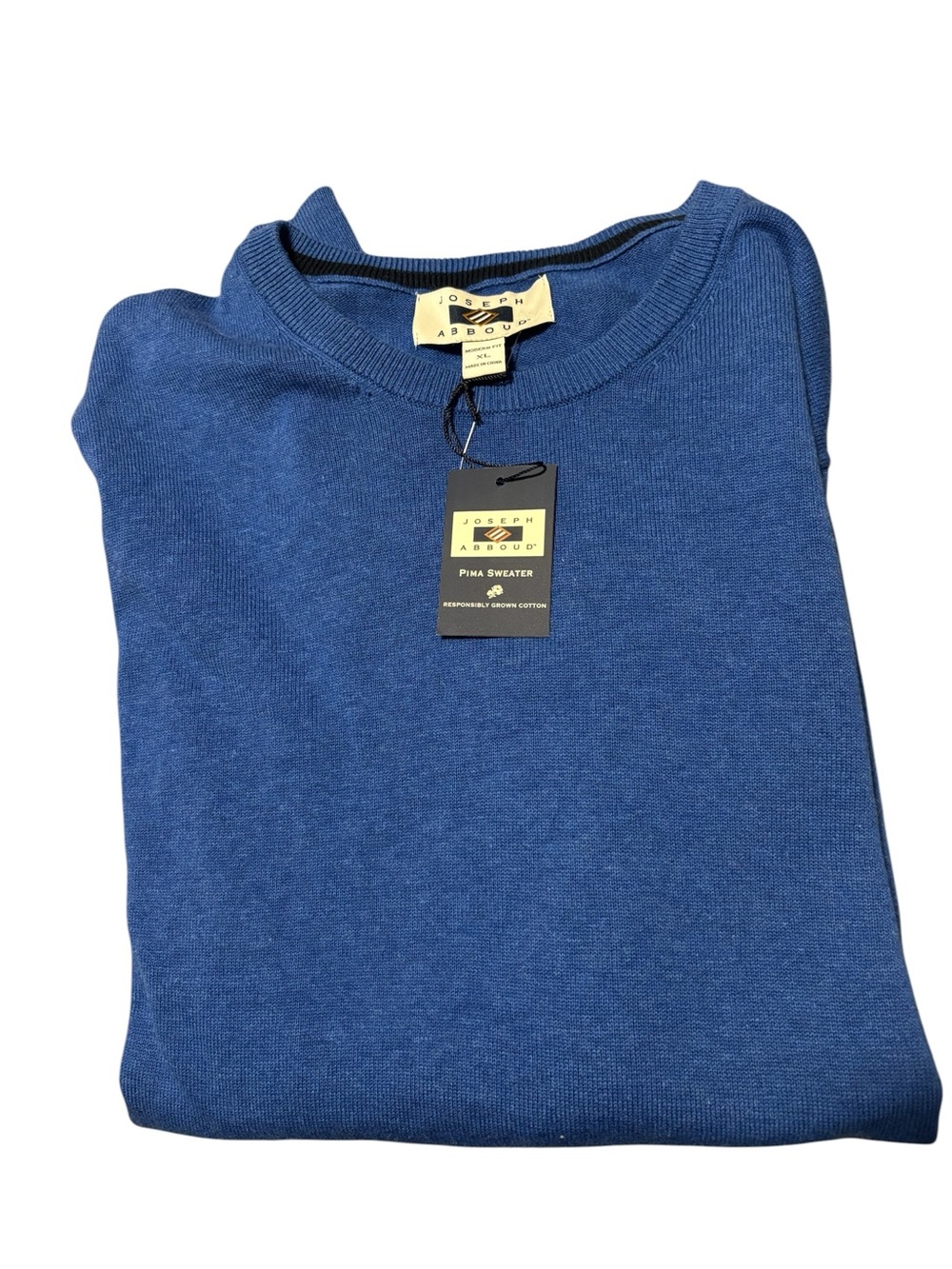 Joseph Abboud Men's Royal Blue Pima Cotton Crewneck Sweater